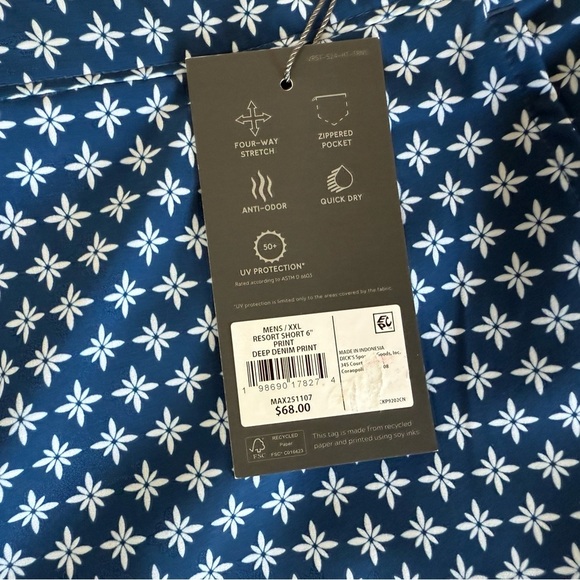 VRST Men's 6” Inseam Resort Short Relaxed Blue Printed XXL 2XL NEW. 1116 - Picture 2 of 4